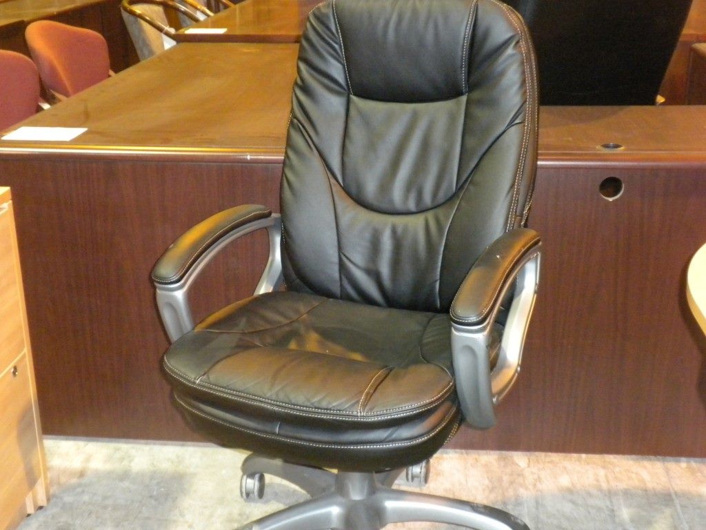 Used black leather office chair